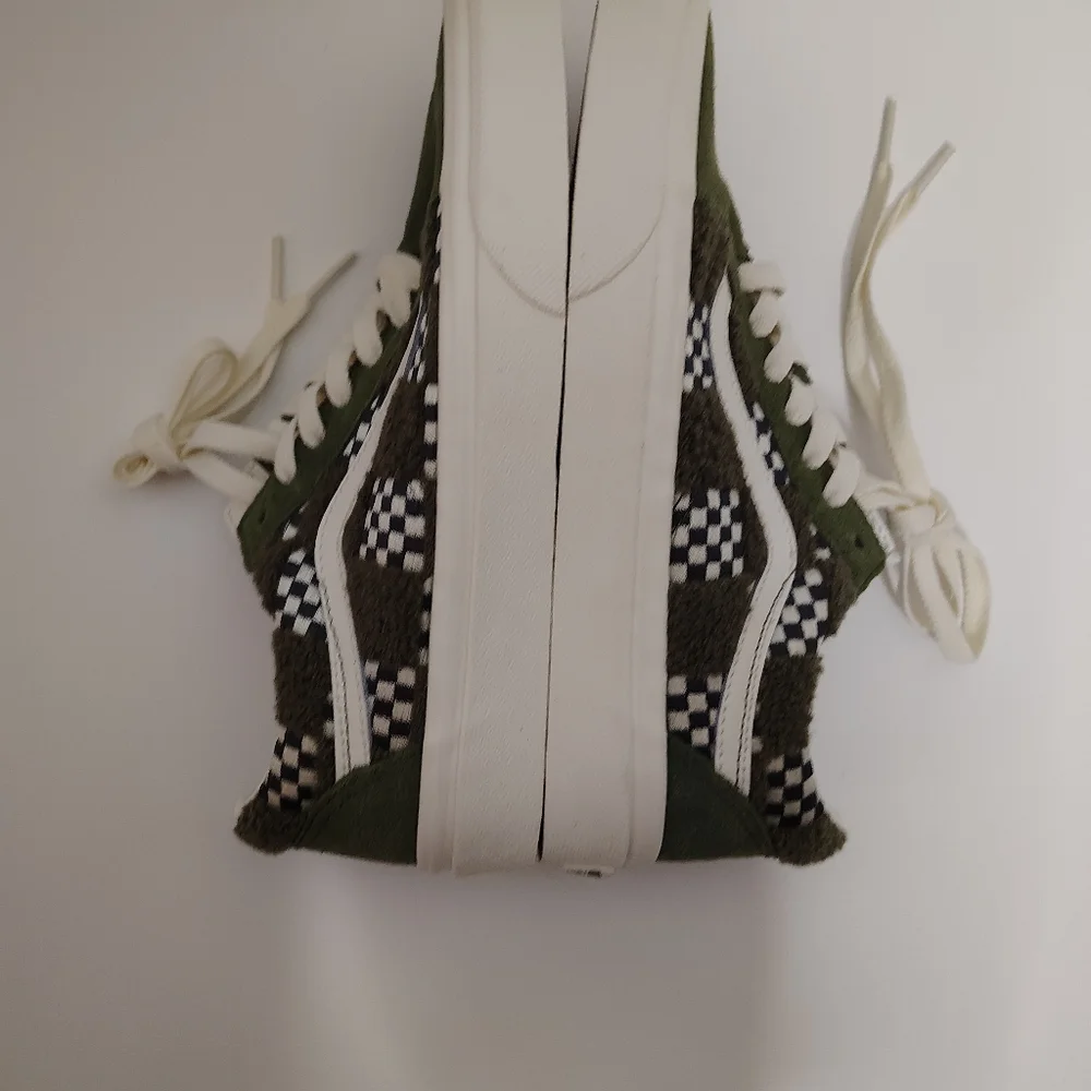 Vans Old Skool Suede Check Loden Green Skateboard Tufted Shoes Size M5/W 6.5 NEW